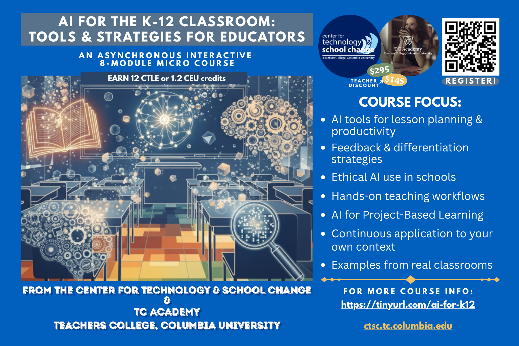 Description of CTSC's AI Micro-Course with QR code to Register